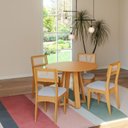 Ver imagem 2 de Mesa de Jantar Redonda 4 Lugares 105cm x 105cm Base em X 100% MDF Carvalho Rose