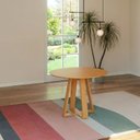 Ver imagem 1 de Mesa de Jantar Redonda 4 Lugares 105cm x 105cm Base em X 100% MDF Carvalho Rose