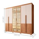 Ver imagem 2 de Guarda Roupa Casal Sinatra 6 Portas de Bater 4 Gavetas MDF MDP com LED Freijó Off White Casah 260cm