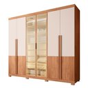 Ver imagem 5 de Guarda Roupa Casal Sinatra 6 Portas de Bater 4 Gavetas MDF MDP com LED Freijó Off White Casah 260cm