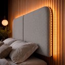 Ver imagem 5 de Cabeceira Painel Modular Bruma LED Cama Casal e Queen 160cm Orgânica Linho Cinza - Desk Design