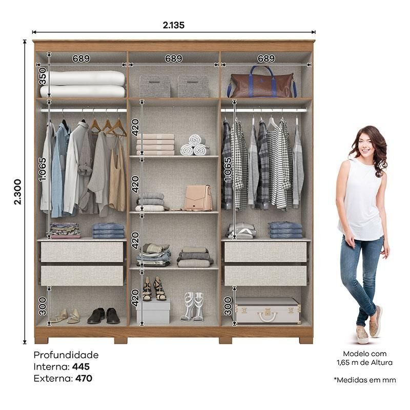 ewsgv様　4点セット Guarda Roupa Casal Ávila 6 Portas 4 Gavetas com Pés Nature Fosco