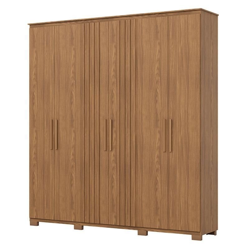Guarda Roupa Casal Ávila 6 Portas 4 Gavetas com Pés Nature Fosco