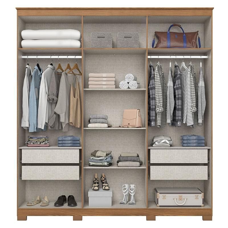 Guarda Roupa Casal Ávila 6 Portas 4 Gavetas com Pés Nature Fosco