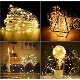 Kit Fio de Fada Micro Led Pilha 50 Lâmpadas Branco Quente Fixa 5 Metros 4 Unidades - Master Christma - 5