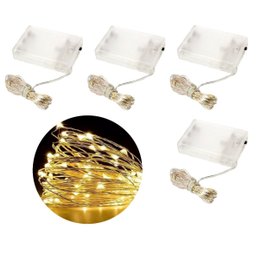 Kit Fio de Fada Micro Led Pilha 50 Lâmpadas Branco Quente Fixa 5 Metros 4 Unidades - Master Christma - 1