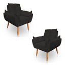 Ver imagem 1 de Kit 2 Poltrona Decorativa Opala Pés Palito Sued Preto - Kimi Design
