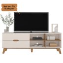 Ver imagem 5 de Rack Verona Aparador Bancada para Tv 75 Off White / Pinho