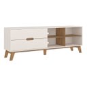 Ver imagem 2 de Rack Verona Aparador Bancada para Tv 75 Off White / Pinho