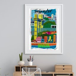 Quadro Salvador Bahia Brasil - 60x48cm:madeira Branca - 1