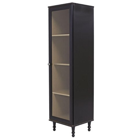 Cristaleira 1 Porta Vidro Pés Madeira 151x40 Cm E963 Preto Dtall Preto