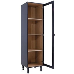 Cristaleira 1 Porta Vidro Pés Madeira 151x40 Cm E963 Preto Dtall Preto - 2