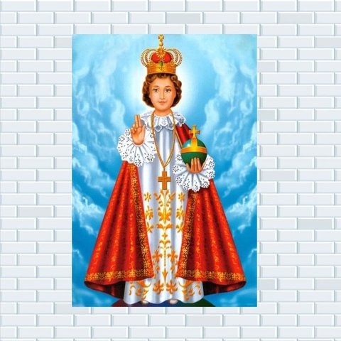 Placa Decorativa Mdf Menino Jesus de Praga Tamanho 20x27cm
