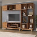 Ver imagem 1 de Estante Home para Tv até 65 Polegadas 181cmx235,5cm com 3 Portas Vision Yescasa Marrom Nogal