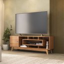Ver imagem 5 de Estante Home para Tv até 65 Polegadas 181cmx235,5cm com 3 Portas Vision Yescasa Marrom Nogal