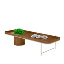 Ver imagem 2 de Mesa de Centro Cachepot em Madeira Maciça Castanho Estrutura Metálica Champagne