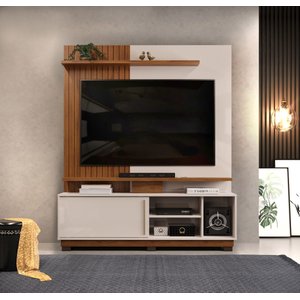 Estante Home Theaters para Salas Atenas C/pés - Élpis Móveis - Freijó/off White