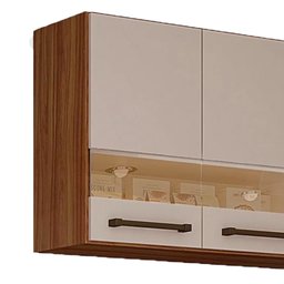 Armário Aéreo 3 Portas com Vidro Alice Chf Carvalho/off White Chf Móveis Aéreo Alice - 4