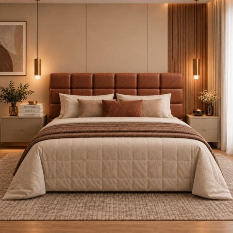 Cabeceira Cama Box King 193cm Estofada Bouclé Boss:Marrom