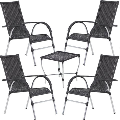 Jogo 4 Cadeiras e Mesa Vênus Area Externa - Trama Tabaco