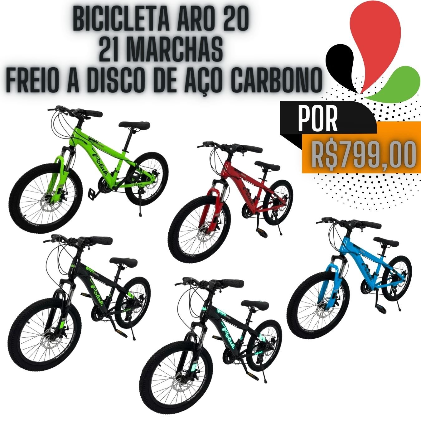 Bicicleta Aro 20 21 Marchas Cor:verde/agua - 6