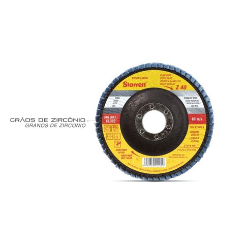 Disco Flap Fibra de Vidro Cônico (4 1/2x7/8) Grão 40
