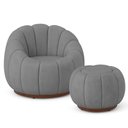 Ver imagem 1 de Poltrona Decorativa Orgânica Fixa com Puff Nuvem em Veludo Confortável Cinza Loja Sheep