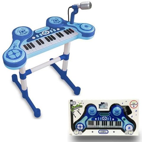 Piano Eletrônico Grande Show com Microfone Pe1806-m Unik Toys - Azul