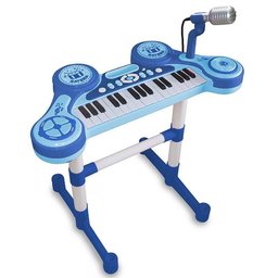 PIANO ELETRÔNICO GRANDE SHOW COM MICROFONE PE1806-M UNIK TOYS - Azul - 2