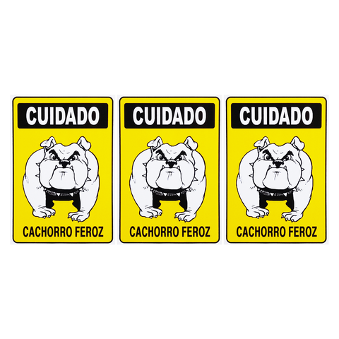 Combo 3 Placas De Sinalização Cuidado Cachorro Feroz 20x30 Acesso - P-6/2 F9e