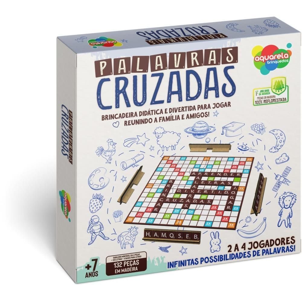 Jogo de Tabuleiro Palavras Cruzadas 100pcs Madei | MadeiraMadeira