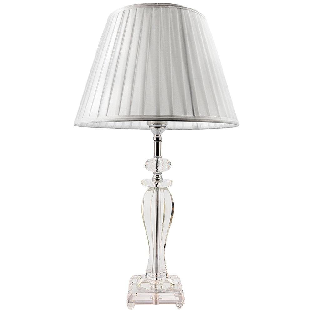 Abajur Cristal Decoração Sala Quarto Mesa Decoração com Interruptor Cúpula Branca 60cm Ref.