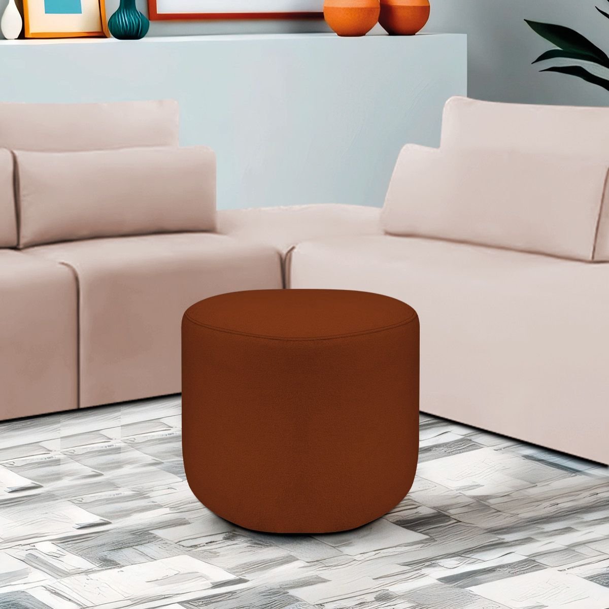 Puffmo Puff Orgânico Decorativo Conforto Luxo Moá Bouclé | MadeiraMadeira