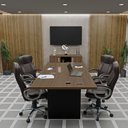 Ver imagem 1 de Conjunto Escritório Mesa Reunião Armário Credenza Escritório Office Netmobil - Nogal/preto