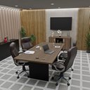 Ver imagem 3 de Conjunto Escritório Mesa Reunião Armário Credenza Escritório Office Netmobil - Nogal/preto