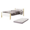 Ver imagem 1 de Cama Solteiro Simba Branco Fosco Pés Madeira Natural com Colchão D20 - Reller Móveis Branco Fosco