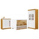 Ver imagem 1 de Dormitório Infantil New Katatau Guarda Roupa, Cômoda e Berço Mini Cama Branco Fosco/savana -