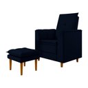 Ver imagem 1 de Poltrona de Amamentação Quarto de Bebê Gracy com Puff Pés Palito Veludo Azul Marinho G85 - Gran Belo