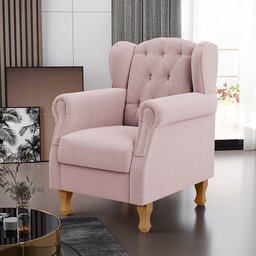 Poltrona Decorativa para Sala de Estar Yara P02 Bouclê Rosê - Lyam Decor - 2