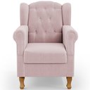 Ver imagem 3 de Poltrona Decorativa para Sala de Estar Yara P02 Bouclê Rosê - Lyam Decor