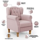 Ver imagem 4 de Poltrona Decorativa para Sala de Estar Yara P02 Bouclê Rosê - Lyam Decor
