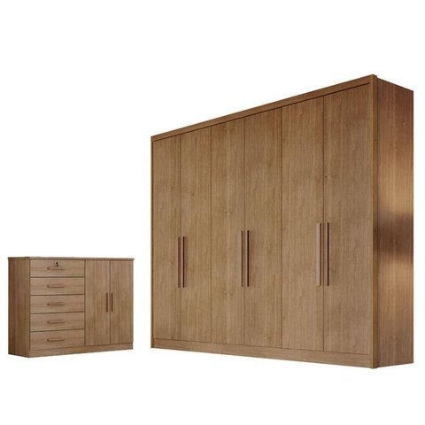 Guarda Roupa Casal New Messina e Cômoda Seul Cumaru 23 - Novo Horizonte