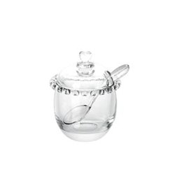 Açucareiro de Cristal Com Colher Coração Transparente Lyor - 1