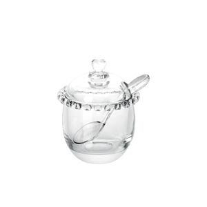 Açucareiro de Cristal Com Colher Coração Transparente Lyor