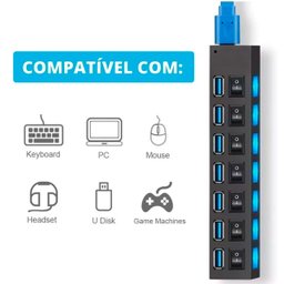 Hub Usb 3.0 Extensor 7 Portas Multi Led Indicador Lt-h007 - 5