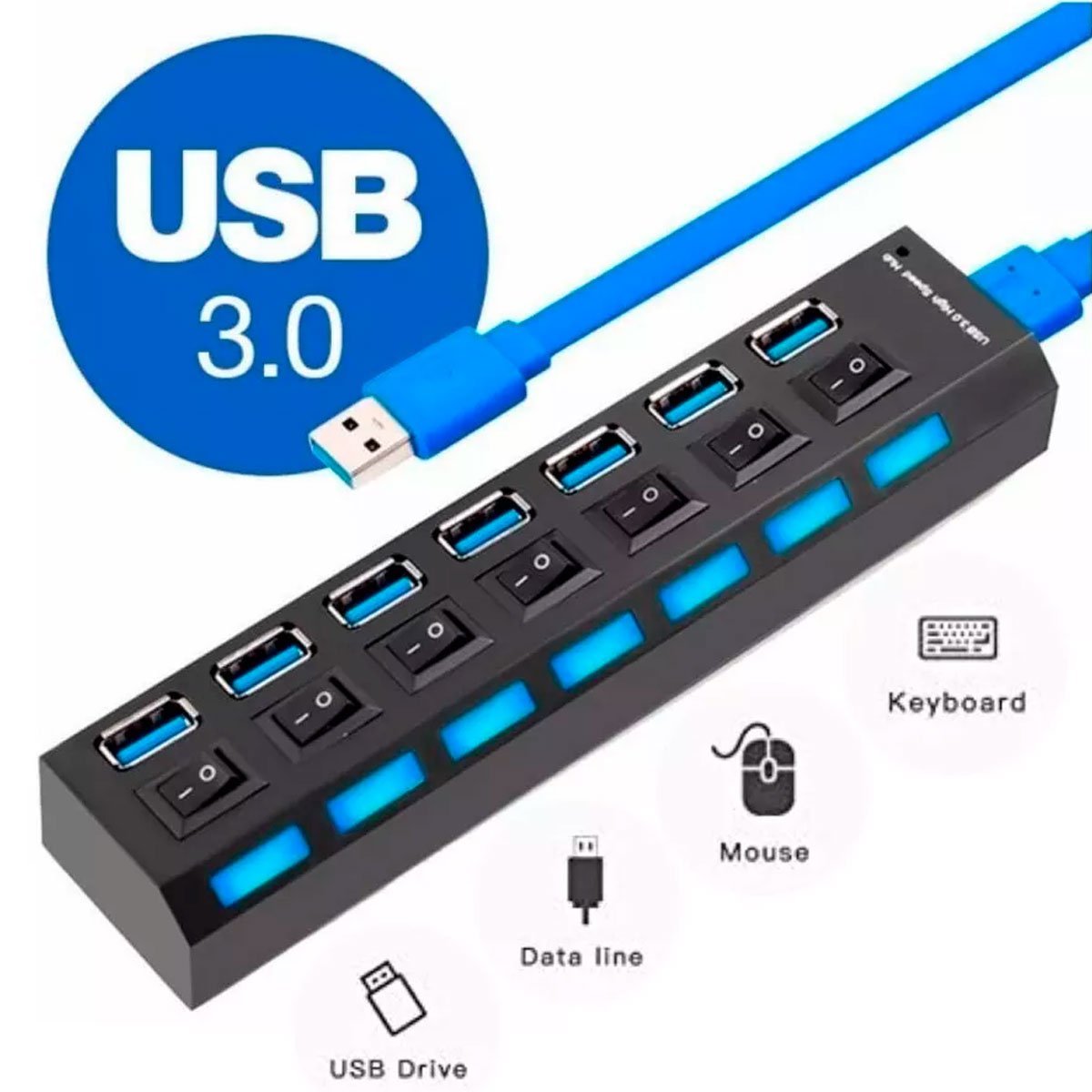 Hub Usb 3.0 Extensor 7 Portas Multi Led Indicador Lt-h007 - 2