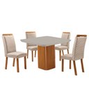 Ver imagem 1 de Mesa de Jantar Eloise 90cm Tampo MDF Vidro Canto Copo com 4 Cadeiras Lorena