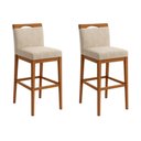 Ver imagem 1 de Kit 2 Banquetas Alta Cozinha Gourmet Estofada Suede:Suede Bege