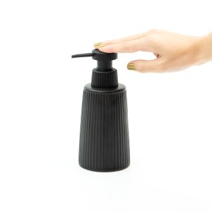 Porta Sabonete Líquido de Cerâmica com Listras 260 Ml - Oikos