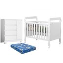 Ver imagem 1 de Berço Americano Mini Cama Soninho com Colchão Ortobom e Cômoda Sapateira Olimpia 4 Gavetas Branco Fl
